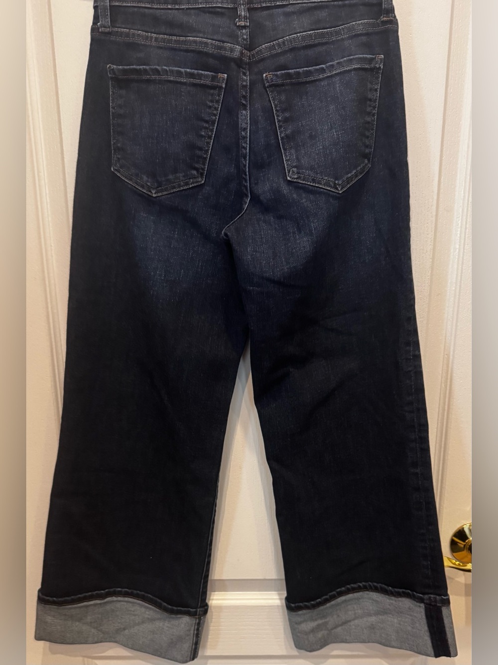 Kut from the Kloth Dark Blue Wide Leg Cuffed Meg Jeans - Picture 9 of 11